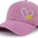 Pickleball Baseball Cap for Men Women, Funny Adjustable Embroidered Cotton Outdoor Sport Pickle Ball Heart Hat (Pink)