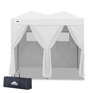EAGLE PEAK Outdoor Changing Room 8x4, 2 Room Pop Up Portable Changing Room, Sun Shelter, Pop Up Changing Tent for Beach or Pool, Portable Dressing Room for Photoshoots (White)