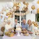 Baptism Decorations First Communion Balloons Kit, 158 Pcs White Sand White and Gold Balloons with Cross Balloon for First Holy Communion God Bless Christening Birthday Party Supplies