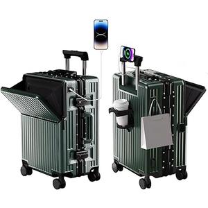 Zipperless Luggage, Polycarbonate Aluminum Hard Shell, Expandable Carry-On Suitcase with Spinner Wheels, Hard Shell Suitcase, 20 Inch Cabin