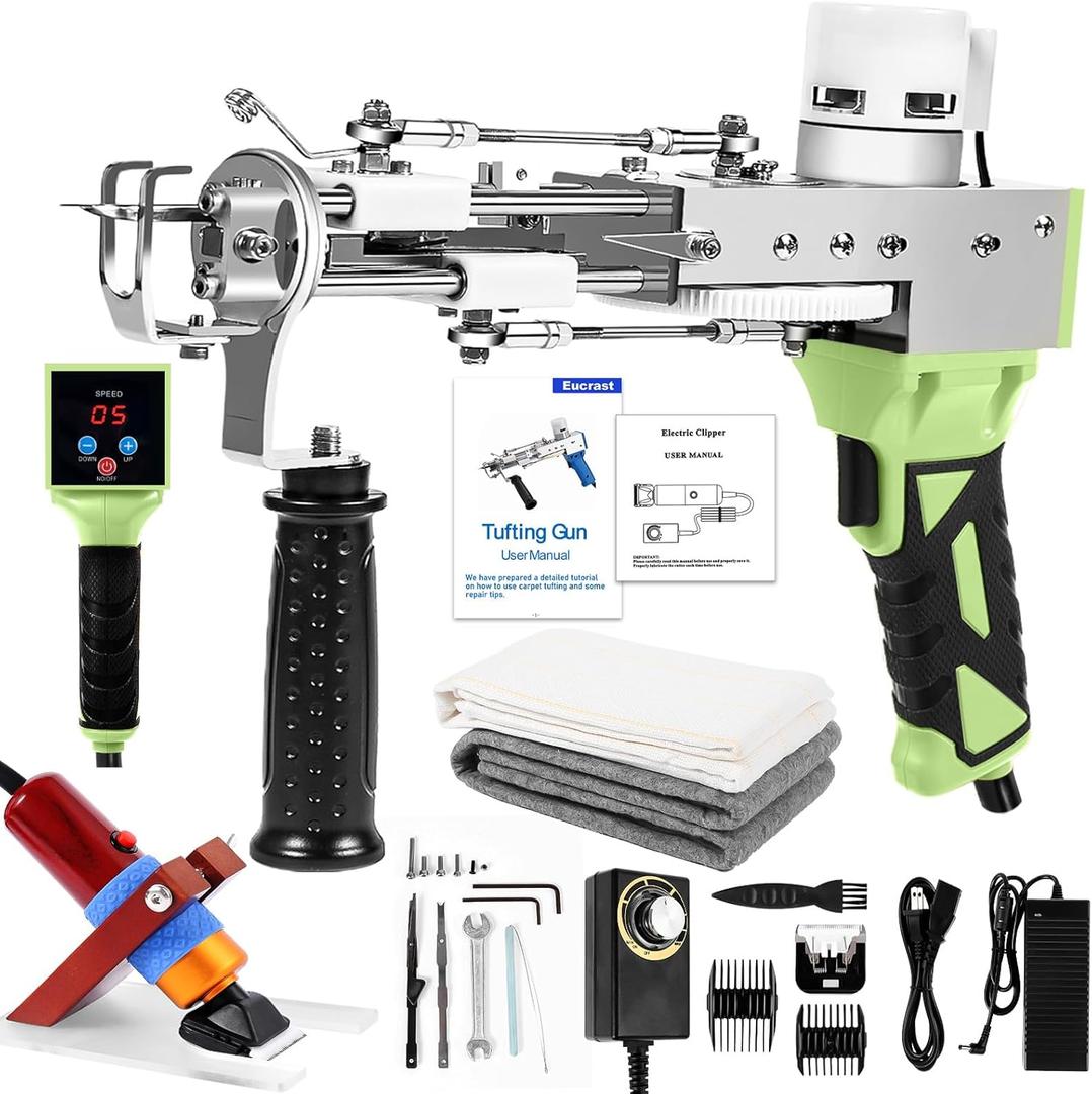 Rug Tufting Gun with Carpet Trimmer Kit，Tufting Gun Starter Kit Professional Tufting Rug Making Machine，2 in 1 Cut Pile Loop Pile Tufting Gun Kits for Beginners and Amateur