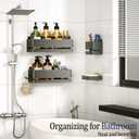 Bathroom Shower Caddy (5-piece Set Storage Rack), wall-Mounted Shelf with soap Dish and Toothbrush Holder, no Drilling Required, Ideal for Bathroom Storage and Also Suitable for Kitchen (Grey)