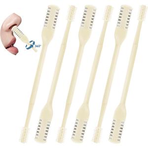 6 Pcs 2-in-1 Nasal Cutter, Upgrade Double Sided Nose Knife, 360 Nostril Hair Remover Tool, Trimmer for Men, Women, Soft Cleaning Brush (Cream)