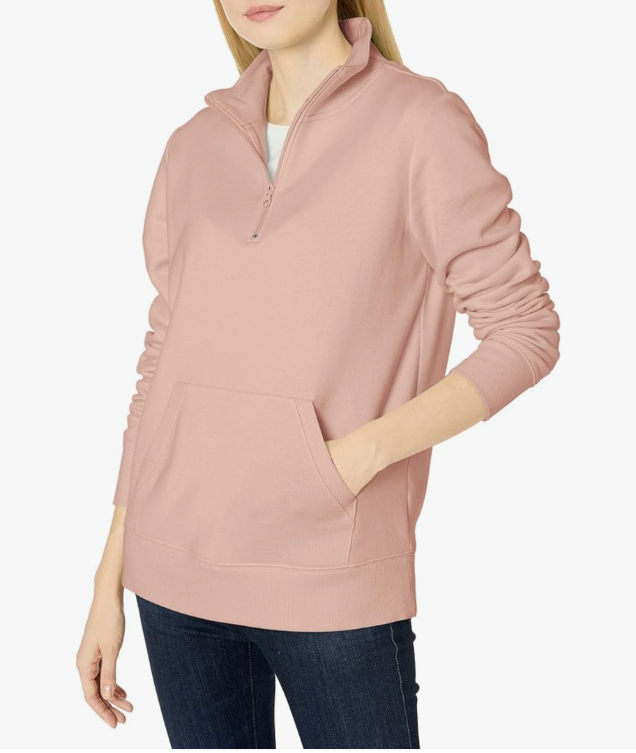 Amazon Essentials Women's Long-Sleeve Fleece Quarter-Zip Sweatshirt Top. Small