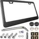 BGGTMO Carbon Fiber License Plate Frame - 100% Real Carbon Fiber Overlays Stainless Steel License Plate Frames | Stainless Steel Anti-Theft License Plate Screws | 1PC Black Gloss Plate Frame