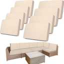 Newwiee 8 Pcs Stretch Patio Outdoor Cushion Covers Replacement for 4 Backrests and 4 Patio Cushions Covers, Waterproof Couch Sofa Chair Seat Slipcover Furniture Protector(Beige)