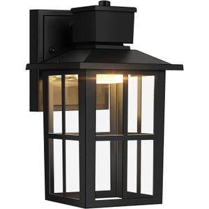 Brightever LED Outdoor Wall Lights, 10W 3000K/4000K/6500K Selectable, 800LM High Brightness Black Exterior Light Fixture with Clear Glass Shade, Waterproof Outdoor Wall Lanterns for Patio, 1 Pack