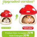 BNOSDM Ceramic Hamster Hideout and Food Bowl Set Cute Mushroom Shape Hamster House and Habitat Cool Hamsters Hide Suitable for Syrian, Mice, Dwarf Hamsters, Gerbils (Red)