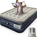 iDOO Air Mattress Full with Built in Pump, 18" Raised Comfort Blow up Mattress, Inflatable Mattress for Guests & Home, Air Bed, colchon inflable, Upgraded Four Chamber Technical Airbed (Grey)