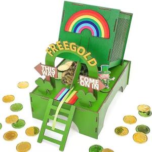 WGXX St. Patrick's Day Leprechaun Trap Kit Wood St Patrick's Day Decorations DIY to Catch a Leprechaun, Rainbow Irish Themed Toys Gifts for Party Supplies