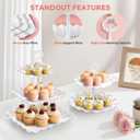 12Pcs Dessert Table Display Set, Cupcake Stand, 3-Tier Cup Cake Tower Stands & 2-Tiered Cake Holder, Treat Food Platters Serving Trays for Tea Party, Baby Shower, Bridal, Wedding, Birthday, Plastic