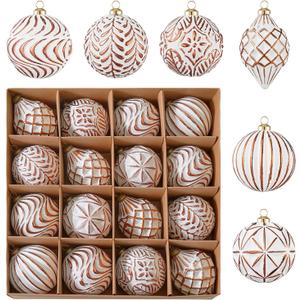 16Pcs Vintage Rustic Christmas Ball Ornaments - Large Shatterproof Neutral Christmas Ornaments Set Farmhouse Christmas Decor for Xmas Tree Home Party Holiday (Bronze)