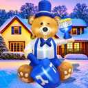 AerWo Inflatable Bear Holding Menorah & Dreidel with LED Lights - Hanukkah Decorations for Indoor/Outdoor Use