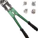 FenceMate 4 Slot Crimping Swaging Tool Kit to Join High Tensile Steel Wires, Ropes with 4 Sizes Assorted Sleeves, Spanner & Gauge Tool, 18" Hand Crimper Swager for Splicing Wires, Crimp wrench