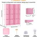 AWTATOS Cube Storage Organizer Protable Closet Organizers and Storage for Kids DIY Stackable 12 Cube Storage Shelves Clothes Organizer for Bedroom, Home, Pink