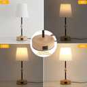 Bedside Table Lamp for Bedroom with 2 USB Charging Ports Minimalist Small Nightstand 3-Way Dimmable Touch Desk Lamp for Living Room Home Office Dorm,LED Bulb Included (wood grain-power)