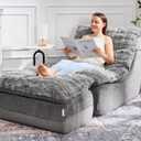 Hobestluk Sofa Couch Foam Sofa for Small Spaces Comfy Sofas with footrest Couch Recliner Small Sofas for Living Room, Bedroom, Apartment (Grey)