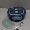 TRAVELISIMO Electric Lunch Box for Adults 100W Heated Lunch Box For Men 1.5L Stainless Steel Portable Food Warmer, 12/24/110V for Travel & Work, Loncheras Electricas Para Calentar almuerzo (Dark Blue)