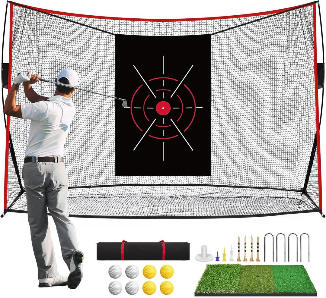 Bltend Golf Net: 10x7ft Golf Practice Nets for Backyard Driving Real Balls, Heavy Duty Golfer Training Net with Mat for Outdoor/Indoor/Garage/Basement Hitting Swing Chipping, Golfer Gift for Men Dad