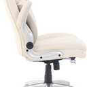 Amazon Basics Ergonomic Executive Office Desk Chair with Lumbar Support, Flip-up Armrests, Adjustable Height, Cream Leather