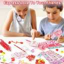 Waipfaru 24 Pack Valentines Day Gifts, Valentine's Day Cards for Students, Lollipop-Shaped Stationery Set with Pencils Stickers Erasers Sharpener for Boys Girls School Classroom Exchange Party Favors (Red)