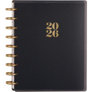 Happy Planner Disc-Bound Planner Jan.Dec. 2026, Includes 3 Extra Months and 2 Sticker Sheets, Classic Size, 7" x 9.25", Dashboard Layout, Modern Texture