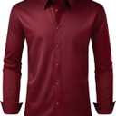 Alimens & Gentle Men's Dress Shirt Regular Fit Stretch Stain Shield Long Sleeve Solid Business Wedding Button Down Shirts, Medium