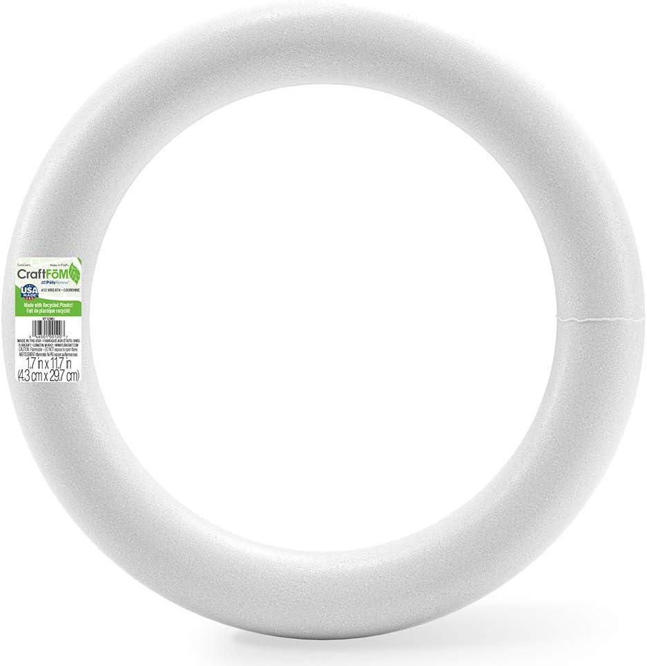 FloraCraft Extruded CraftFM Wreath 1.7 Inch x 11.7 Inch White