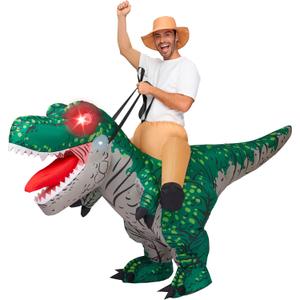 Spooktacular Creations INFLATABLE COSTUME FOR ADULTS: An inflatable T-rex costume with glowing eyes, perfect for Halloween, cosplay and theme parties, Size 7Fx 41Inc