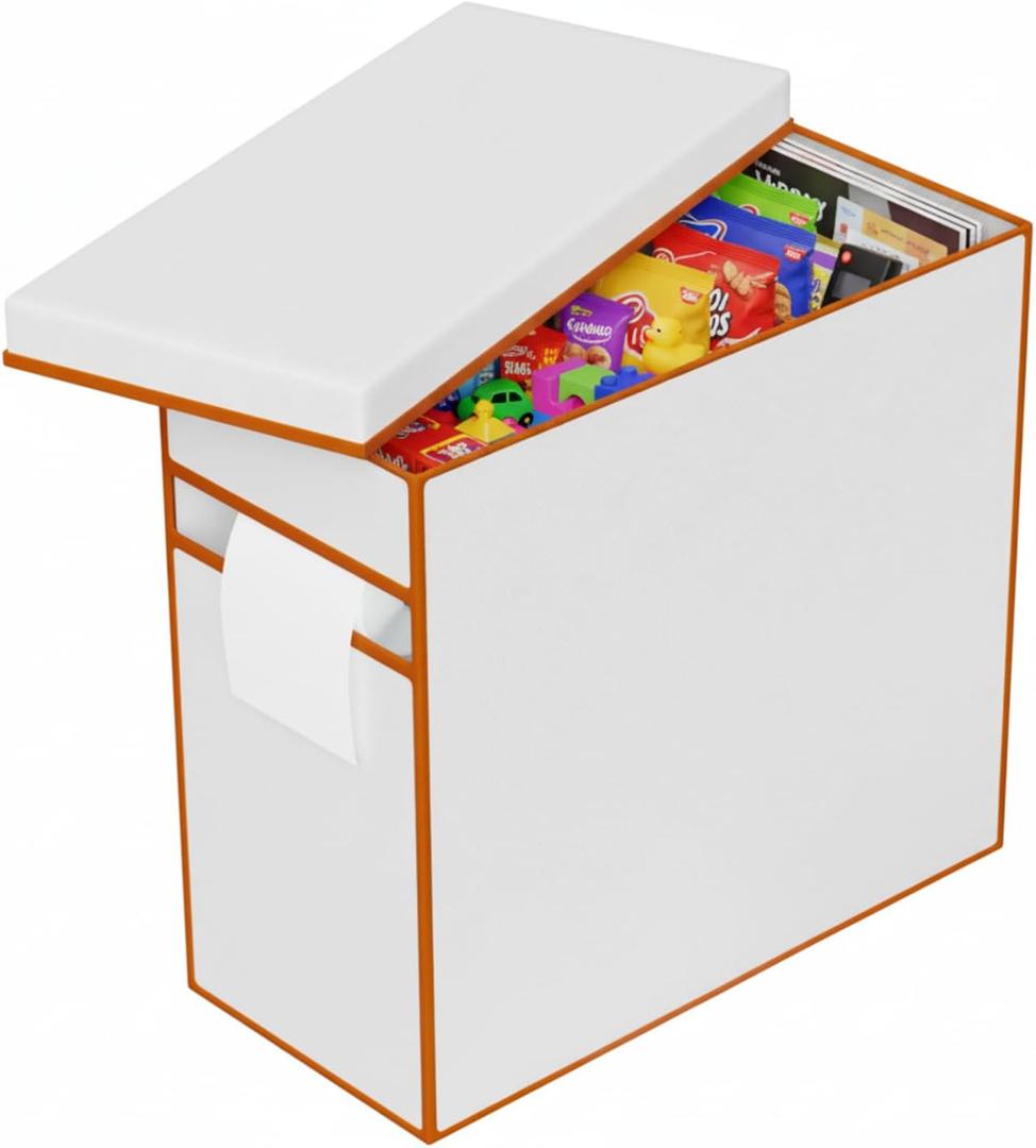 Foldable Storage Boxes with lids,Waterproof Tissue Box Holder with Storage,Multipurpose Toy Storage BoxSturdy Magazine containers (Beige)