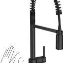 Moen Align Matte Black Motionsense Wave Sensor Touchless One-Handle High Arc Spring Pre-Rinse Pulldown Kitchen Faucet with Sprayer, Kitchen Sink Faucet for Bar, Farmhouse, Commercial, 5923EWBL
