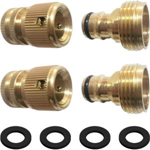 Garden Hose Quick Connect, Water Hose Connectors 3/4 inch GHTBrass Quick Connector Garden Hose Fitting (2 Packs)