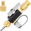 HVAC Valve Core Removal Tool, 1/4" & 5/16" Dual Valve Mega Flow Vacuum-Rated Valve Core Removal Tool, 20 Microns Vacuum Valve Core Remover Installer Tool for R22 R12 R407 R410A R404 R32