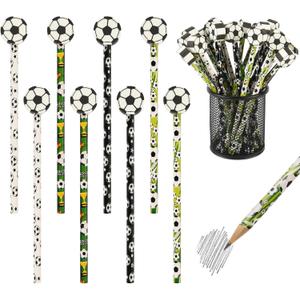Ulema 48 Pcs Soccer Pencils and Erasers for Sports Birthday Gifts Assortment Stationery Pencils for Students Office School Classroom Supplies