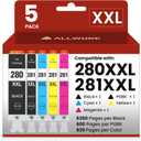 ALLWORK 280XXL 281XXL Compatible Replacement for Canon 280 281 TR8620a Ink Cartridges PGI-280XXL CLI-281XXL 280 XXL 281 XXL Compatible with TR8620 TS702a TS9521C TR8520 TS6220 TS6320 TS8220 5-Pack