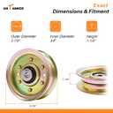 Antanekr 173437 532173437 Flat Idler Pulley for Craftsman Lawn Mower Tractor, Mower Pulley Fits Husqvarna Poulan 42 44 Deck Replace 131494 532131494 173438 165888 LT16542 LT18452 LTH1342, 2 Pack