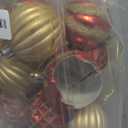 SHareconn 30ct 2.36 Inch Christmas Tree Balls Ornaments, Colored Shatterproof Plastic Decorative Baubles Decorations for Xmas Tree Decor Holiday Party Wedding Decoration (Red & Gold, 60mm)