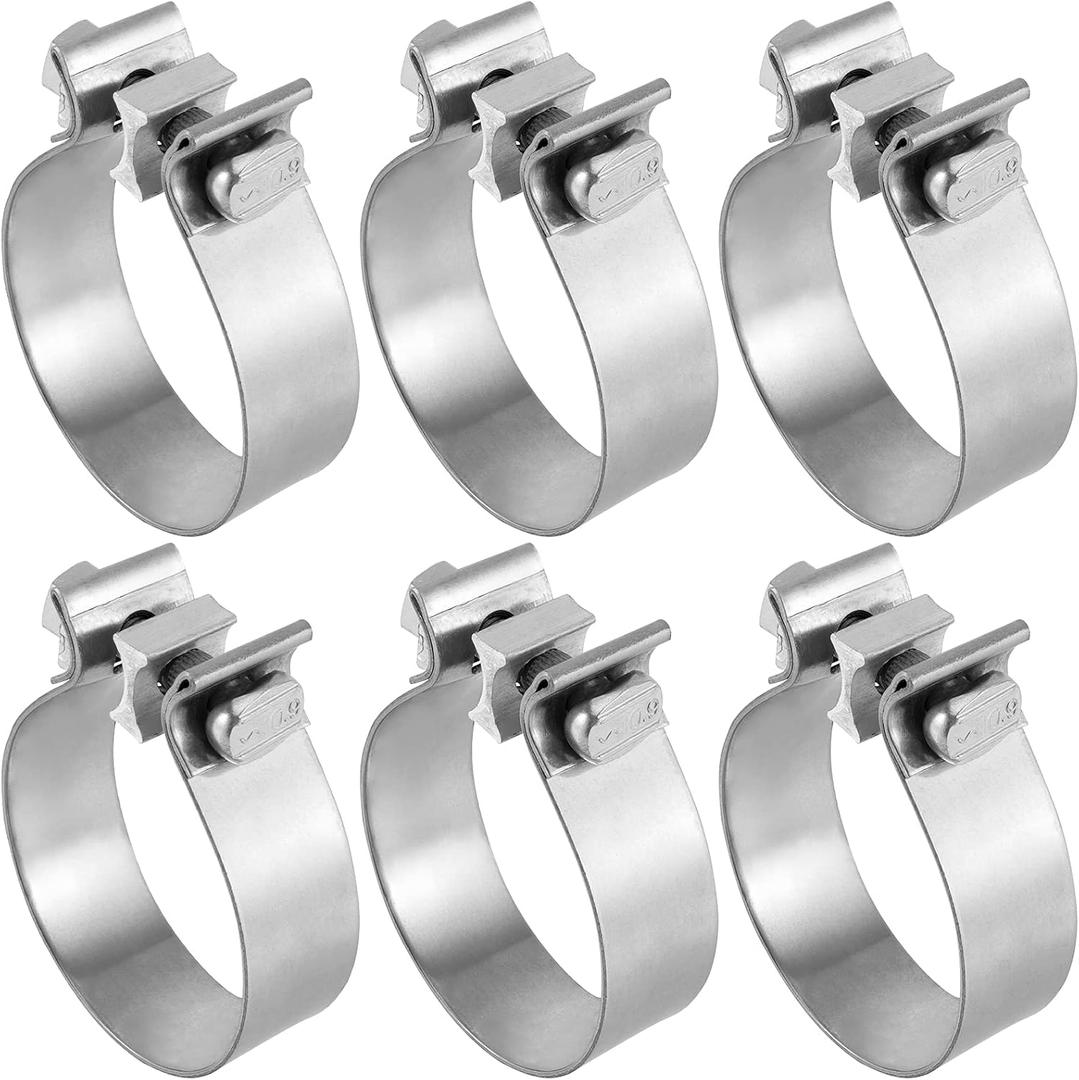 6 Pack 3 Inch Exhaust Clamp, Stainless Steel Butt Joint Exhaust Seal Band Clamp, Exhaust Pipe Muffler Clamp for Exhaust, Repair, Silver