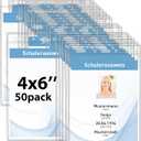 Plastic Vertical Card Holder (4 x6 Inch, Clear, 50 Pack), Passport Holder, ID Card Holder, Name Tag Holder, Topload Name Badge Holders, No Zipper ID Badge Holders