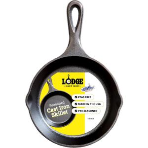 Lodge Seasoned Cast Iron Skillet - PFAS-Free, Non-Toxic Cookware - Use with an Oven, Stove, Grill, or Campfire - Naturally Non-Stick & Oven Safe - 6.5 Inches