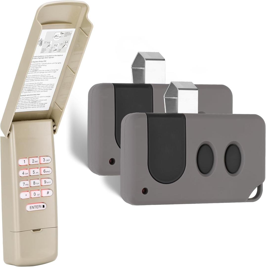 2 for Sears Craftsman LiftMaster Chamberlain Garage Door Remote 891LM 893MAXfor Purple, Red/Orange, Yellow, Green Learn Button1993-current,1 for Garage Door Opener Keypad,877max G940EV-P2 Universal