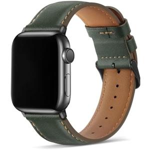 Tasikar Bands Compatible with Apple Watch Band 42mm (Series11/10) 41mm 40mm 38mm Men Genuine Leather Replacement Bands Compatible with Apple Watch SE Series 11 10 9 8 7 6 5 4 3, Green