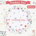 60Pcs Spring Flower Paper Placemats, 13.5 Inch Disposable Floral Placemat Round Wildflower Butterfly Place Mats Scalloped Table Mat for Mother's Day Wedding Banquet Baby Shower Bridal Shower Tea Party