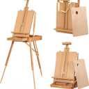 VISWIN French Easel for Painting with Palette, Shoulder Strap & Storage, Adjustable Beech Wood Travel Art Easel Stand, Portable Sketchebox Plein-Air Easel for Adults, Artists, Table Top & Floor Use (Natural)