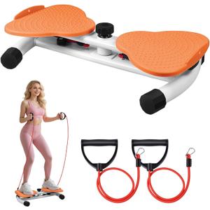 Waist Twister Machine, Ab Twister Board with Resistance Bands - 300 lbs Capacity Home Exercise Equipment for Belly Fat, Core Workout - Noiseless & Anti-Slip for Women/Men (Orange)