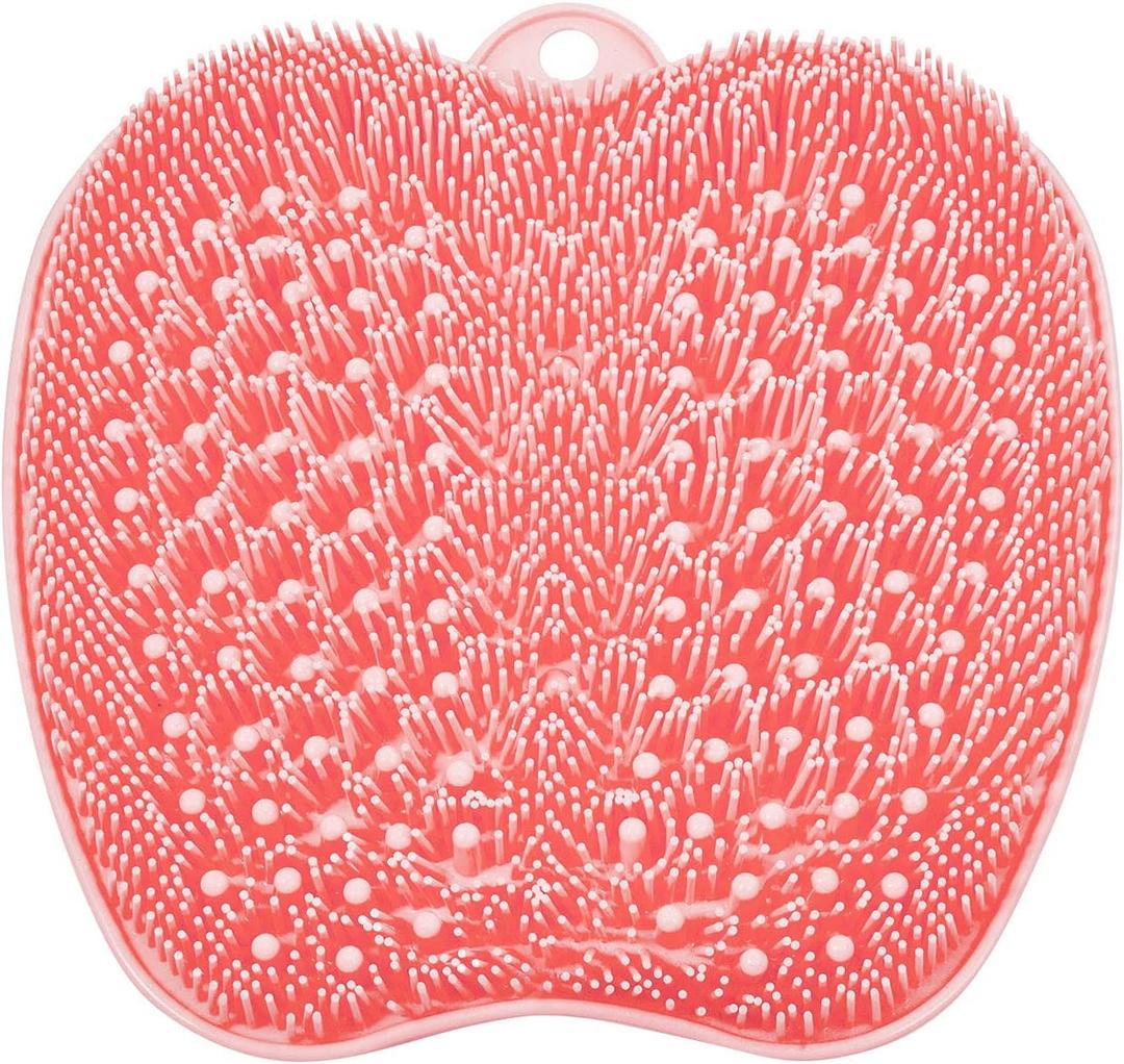 BESKAR XL Large Foot Scrubber Mat for Use in Shower - Shower Foot Cleaner to Eliminate Calluses Dead Skin, Foot Massager Mat for Men & Women to Soothe Achy Feet, Non Slip Suction Cups (Pink)