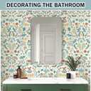 JiffDiff Wildflowers Floral Peel and Stick Wallpaper, Flower and Leaf Contact Paper Boho Removable Waterproof Self Adhesive Wall Paper for Bedroom Bathroom, 17.3" x 475"(56 sq. ft) (Beige, Coral)