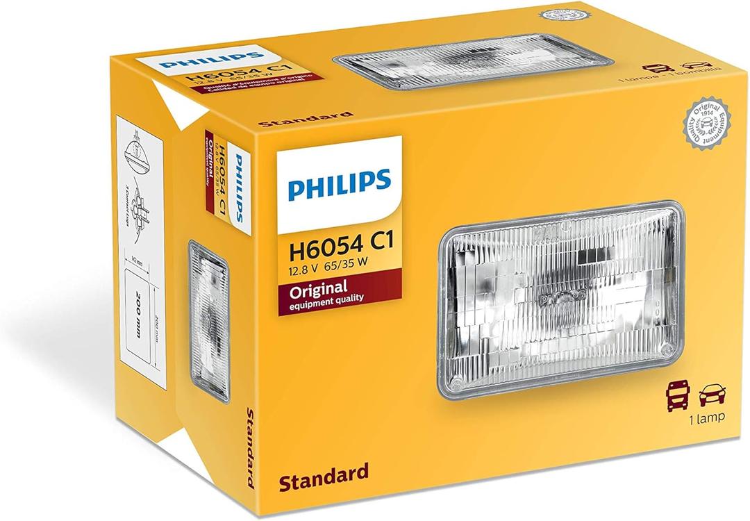 Philips H6054C1 Standard Halogen Sealed Beam headlamp, 1 Pack