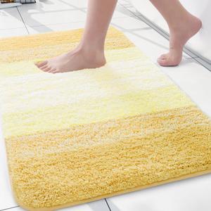 Arotive Microfiber Bathroom Rugs, Shaggy Soft and Absorbent Bath Rug, Non-Slip, Thick Plush Machine Washable Dry Bath Mats for Bathroom, Tub and Shower, 24x16, Light Yellow, Rectangular