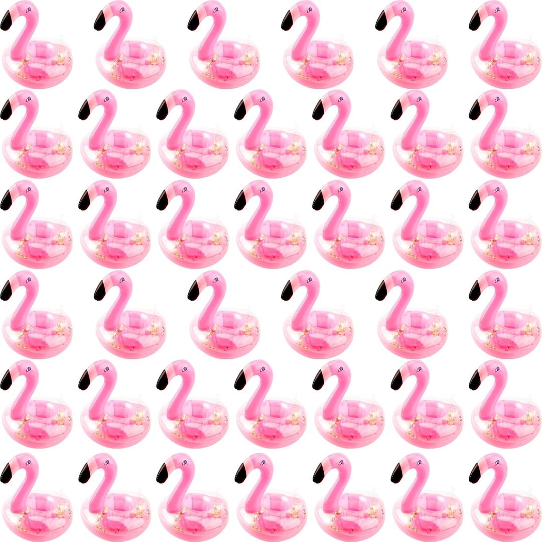 40 Pack Inflatable Flamingo Drink Holder Glitter Confetti Pink Flamingo Drink Floats Sparkling Blow Up Flamingo Cup Holder for Summer Pool Beach Hawaiian Party Toys
